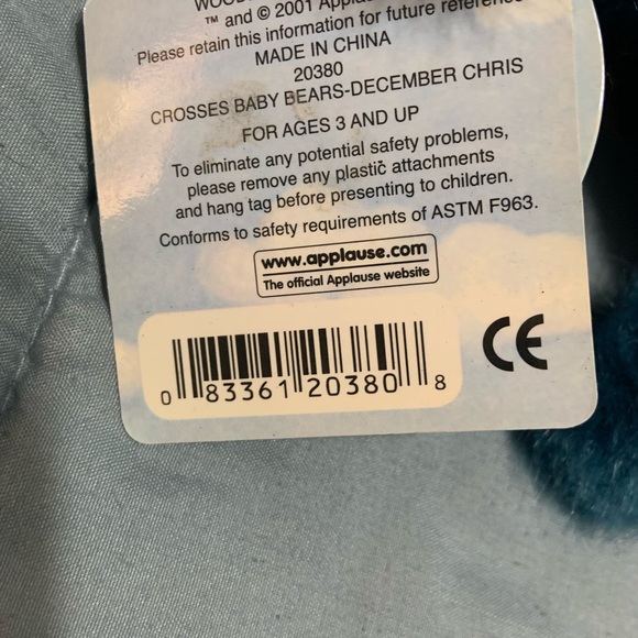 Applause Blue Plush Stuffed Teddy Bear - for the month of December NWT - Picture 4 of 4